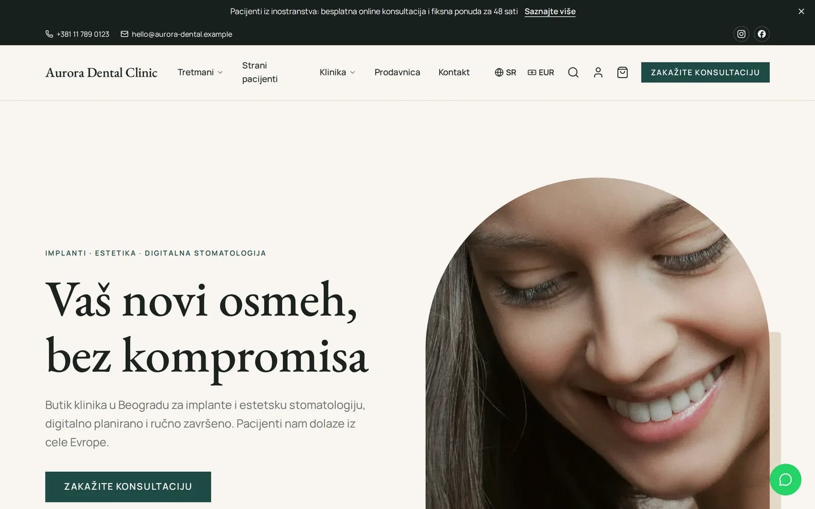 Primjer: Aurora Dental Clinic